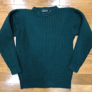 Preswick & Moore Mens Hunter Green Ribbed Knit 100% Cotton Sweater Size M